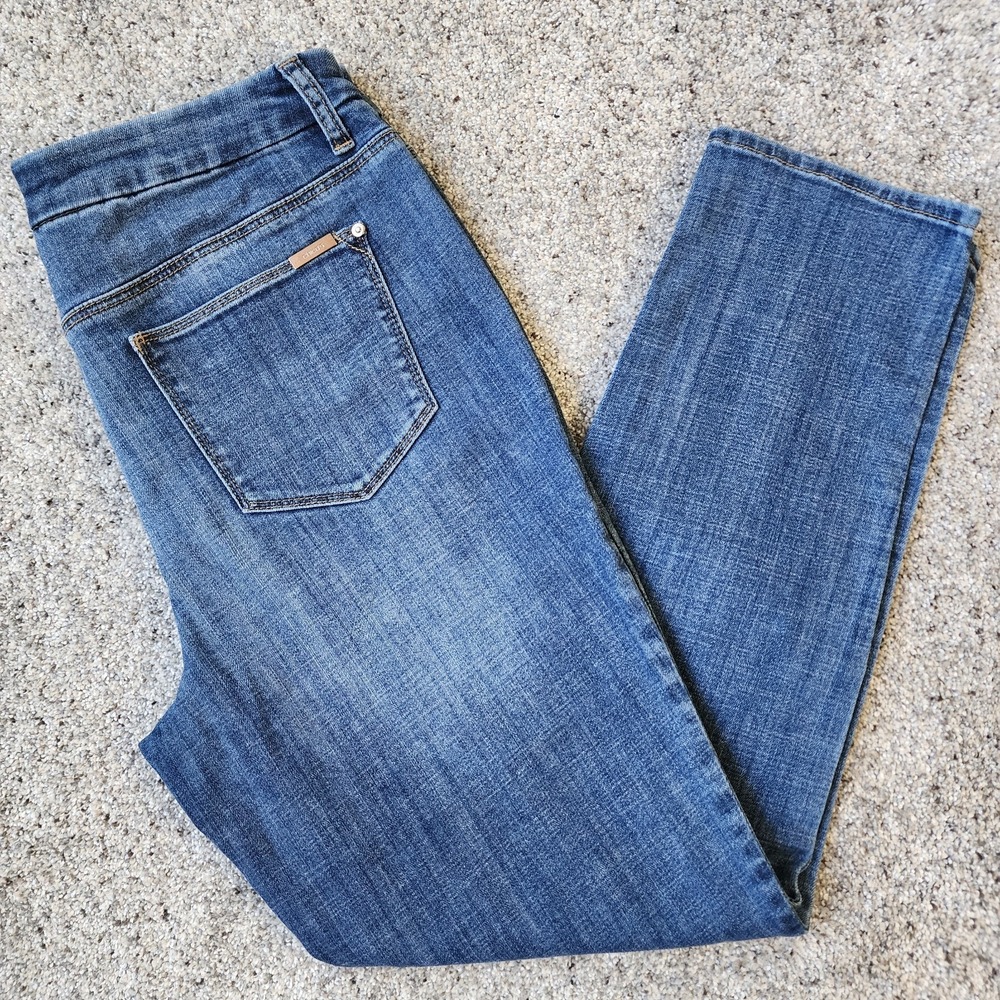 Chico's So Slimming Girlfriend Slim Leg Ankle Denim Jeans Womens Size 6R EUC
